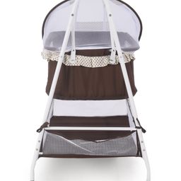fab n funky Cradle cum Bassinet with Swing Lock Mosquito Net & Storage - Brown image 5