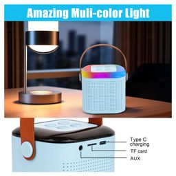 Fiddlerz Karaoke Speaker Smart Portable Bluetooth Speaker with RGB Lights and Wireless Microphone Rechargeable Music System for Parties Outdoor and Indoor Use(Blue) image 5