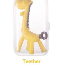 numum BPA Free Flexible, Soft Silicone Giraffe Shape Teether- Yellow (Color and design may vary) image 5