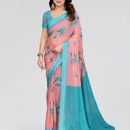 Moda Rapido Floral Print Zari Saree With Unstisched Blouse piece-picture-48