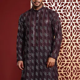 MANQ Men Embroidered Sequinned Kurta with Trousers image 1