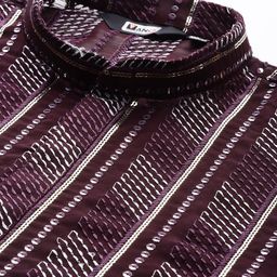 MANQ Men Embroidered Sequinned Kurta with Trousers image 3