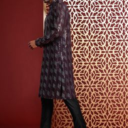 MANQ Men Embroidered Sequinned Kurta with Trousers image 4
