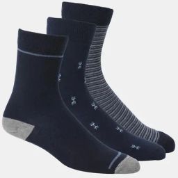 Jockey 7104 Navy Cotton Crew Length Socks with Stay Fresh Treatment - Pack of 3 (Prints May Vary)-image-44