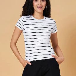 People by Pantaloons White Self Pattern Top-picture-14