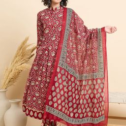 KALINI Women Floral Printed Regular Kurta with Trousers & With Dupatta-picture-12