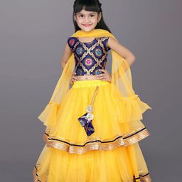 satyamfab Girls Floral Woven Design Ready To Wear Lehenga & Blouse With Dupatta-picture-32