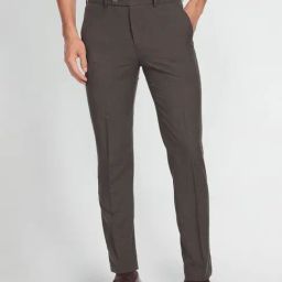 Arrow New York Natural Green Slim Fit Checks Trousers-image-6