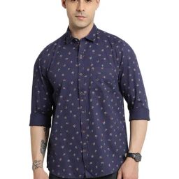 Turtle Purple Cotton Slim Fit Printed Shirts-image-30