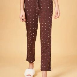 Dreamz by Pantaloons Brown Cotton Floral Print Pyjamas-picture-3
