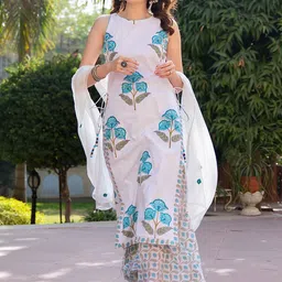 Moda Rapido Women Floral Printed Regular Kurta with Sharara & With Dupatta image 3