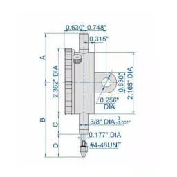 Insize Lug Back Dial Indicator 6.35 mm Range 0-50 Reading, 2307-0255 image 2