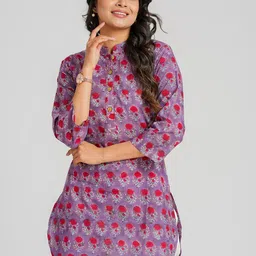 Cotton Curio Floral Printed Pure Cotton Kurti-image-13