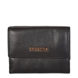 SASSORA Black Solid Rfid Tri-Fold Wallet for Women-18