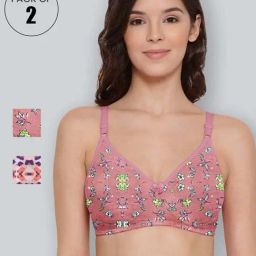 Lyra Pink & Coral Cotton Printed T-Shirt Bras - Pack Of 2-picture-16