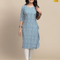 HERE&NOW Pack Of 2 Women Chevron Printed Daily Straight Kurtas-image-67