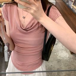 DressBerry Solid Cowl Neck Crop Top-image-18