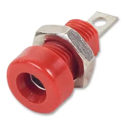 JOHNSON BANANA SOCKET, 15A, 4MM, PANEL, RED, 108-0902-001-42