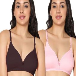 IN CARE Brown & Pink Cotton T-Shirt Bras - Pack Of 2-image-56