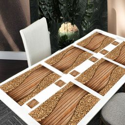 REVEXO 6Pc Brown Printed Rectangle Costers & Table Placemats-43