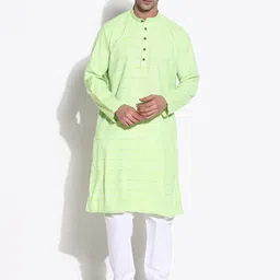 SHOWOFF Men Striped Regular Kurta with Trousers-picture-16