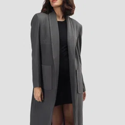 CHKOKKO Women Front Open Solid Casual Coat-35