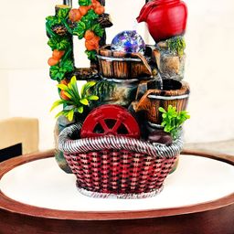 Go Hooked Polyresin Waterfall Fountain with LED Lights & Adjustable Speed Control-4