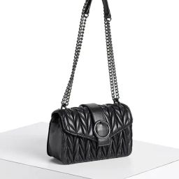Forever Glam by Pantaloons Black Textured Small Cross Body Bag-image-100
