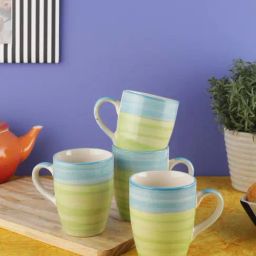 VarEesha Ananda Green & Blue Ceramic Coffee Mugs (220 ml) - Set of 4-image-81