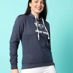 Campus Sutra Navy Cotton Graphic Print Hoodie-image-11
