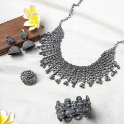 Teejh Dainika Silver Oxidied Jewellery Set-image-69