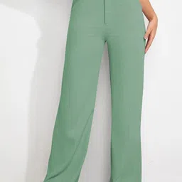 KERI PERRY WomenRelaxed Straight Leg Mid-Rise Straight Fit Wide Leg Trousers-image-92