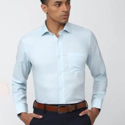 Van Heusen Blue Cotton Regular Fit Self Pattern Shirt-image-47