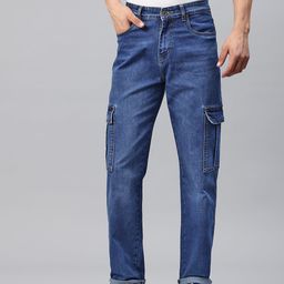 Rodamo Men Relaxed Fit Stretchable Cargo Jeans-image-11