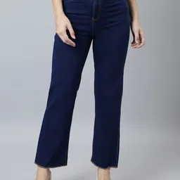 Mast & Harbour Women Flared High-Rise Dark Shade Stretchable Jeans-picture-9