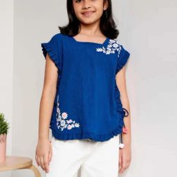 Global Desi Girl Navy Embroidered Top-image-13