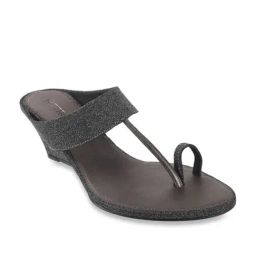 Metro Women's Gun Metal Toe Ring Wedges-image-57