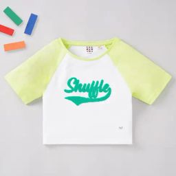 Ed-a-Mamma Kids White & Green Embroidered T-Shirt-image-37