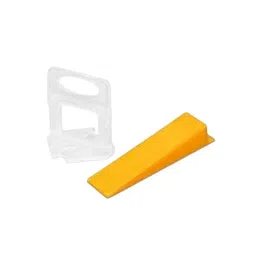 TileMaster 50 Pcs Tile Leveling Spacer Clip with 50 Wedges 3 mm Non-Magnetic Durable Plastic Yellow & White 71 cm Length TM-99-19