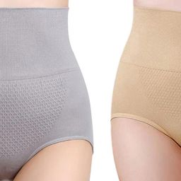 RUPRETOZ Women Beige & Grey Pack Of 2 Cotton Elasticated Shapewear-image-108