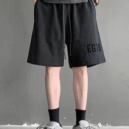 KPOP Men Typography Printed Relaxed Fit Cotton Shorts-image-57
