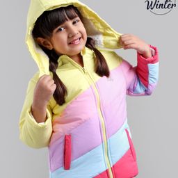 Babyoye Full Sleeves Detachable Hood Solid Color Sweat Jacket - Pink Yellow & Blue-image-18