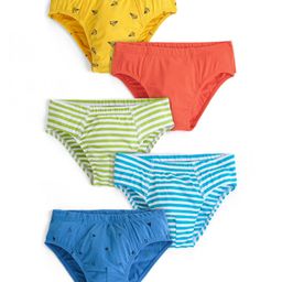 Honeyhap Premium Cotton Super Soft Stretchable Briefs With Silvadur Finish Pack Of 5 - Wild Lime French Blue & Nasturium-7