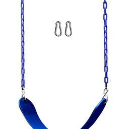 Hop N Play Heavy Duty Flexible Swing Seat with 78 Inches Plastic Coated Chain with & Carabiners for Kids - Blue-12