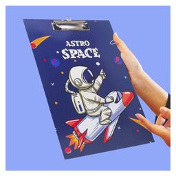 Parteet Cardboard Standard A4 Letter Size for Students Teachers Women and Kids Low Profile Clip Decorative Clipboards Cute Clipboard Space Pattern-0