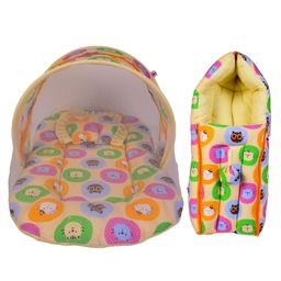 Babytoons Baby Cotton Bedding Set Mattress with Net & Baby Sleeping Bag (Yellow, 0-12 Months)-19