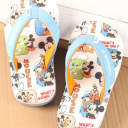 Cute Walk by Babyhug Disney Slip On Flip Flops with Mickey Mouse Print - Light Blue-image-43