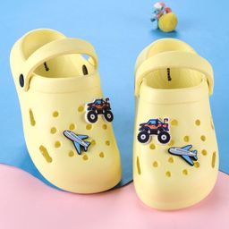 Cute Walk by Babyhug Clogs With Aeroplane & Monster Car Applique - Yellow-picture-19