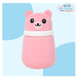 The Cheeky Kidzz Baby Skin Care Powder Puff Box With Cute Bear Face Holder Container Leakproof For Babies/Toddlers/New Borns (PINK)-5