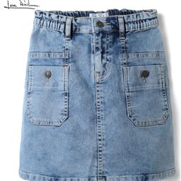 Arias Cotton Stretch Medium Wash Denim Skirt with Patch Pockets - Blue-image-7